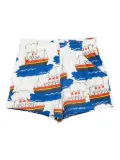 Mini Rodini ship-print elasticated-waist shorts - White