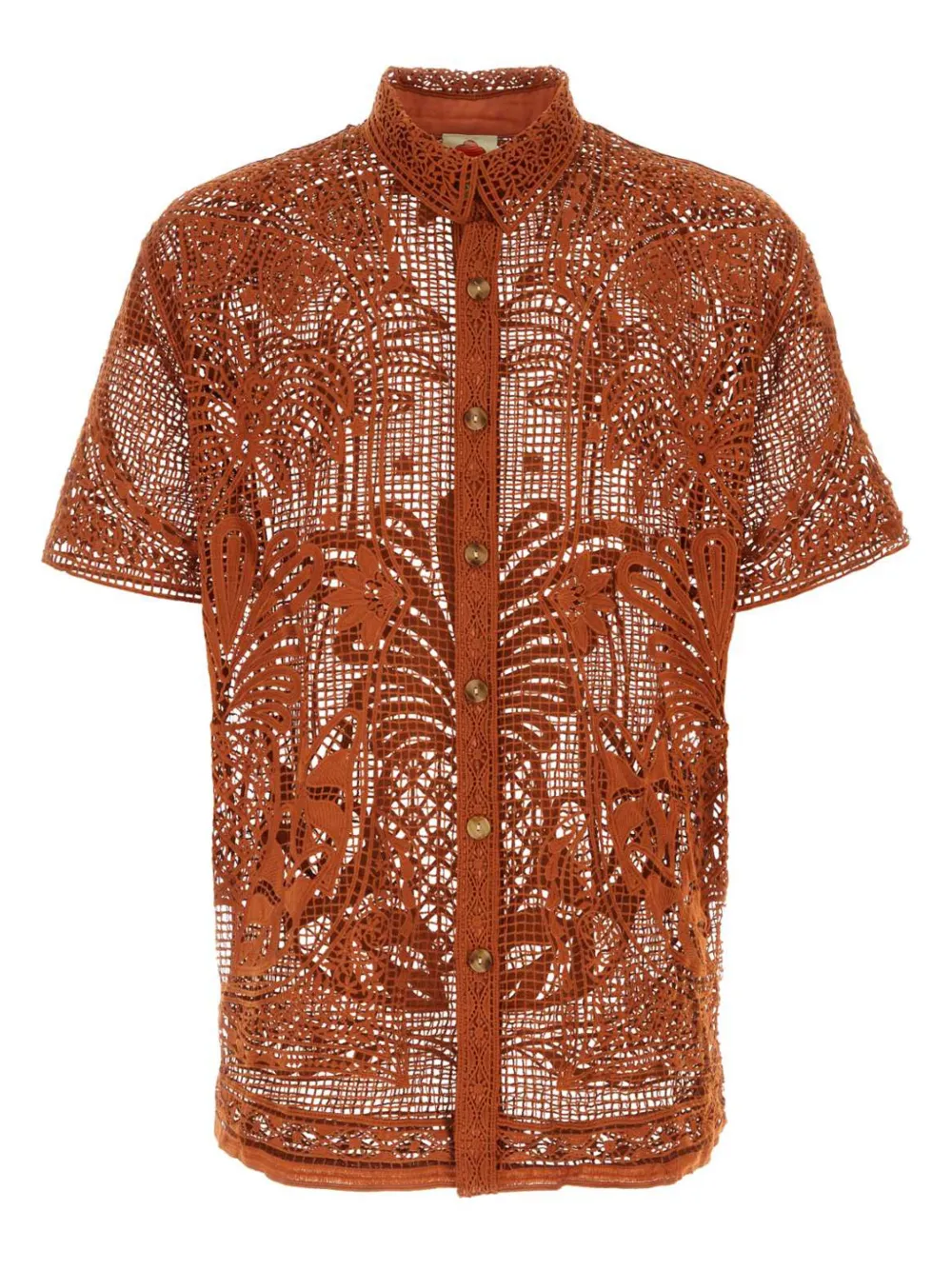 FARM Rio guipure lace shirt - ブラウン FARM Rio guipure lace shirt - ブラウン