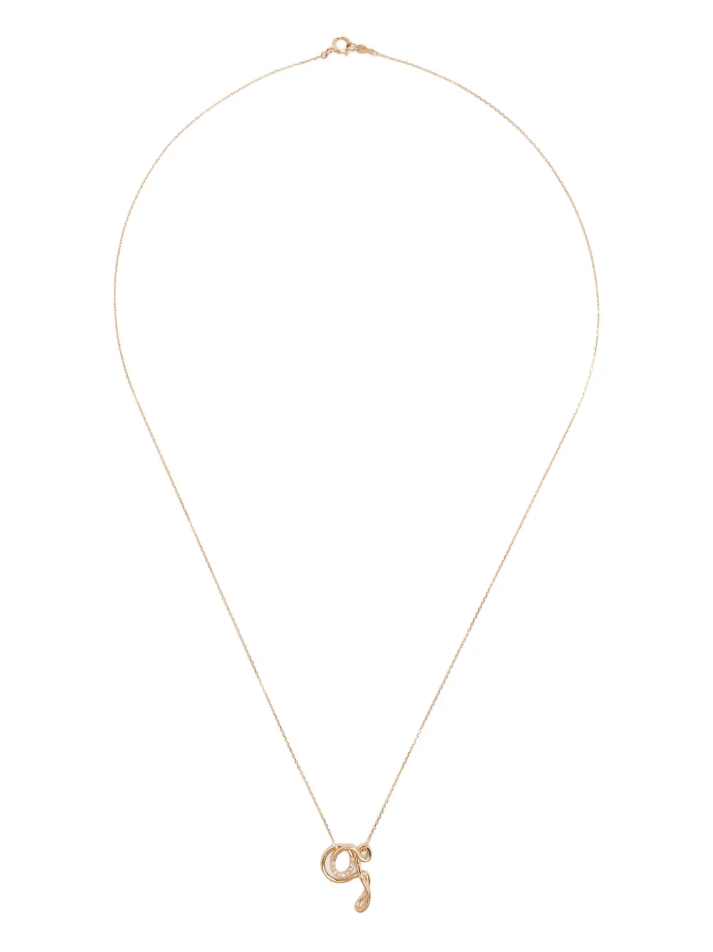 18K yellow gold Letter Q diamond necklace