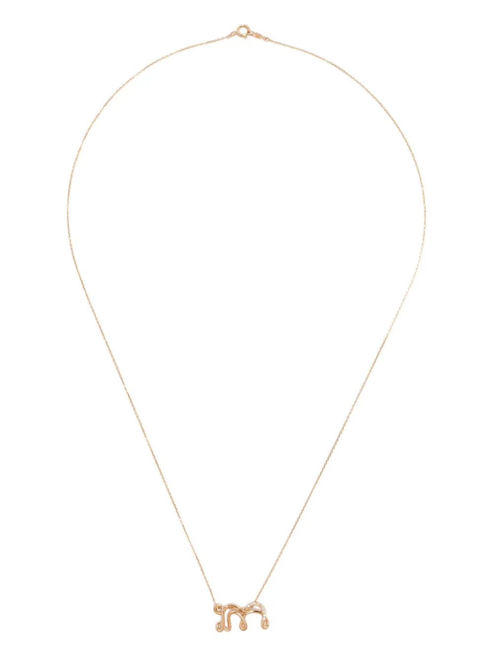 18K yellow gold Letter M diamond necklace