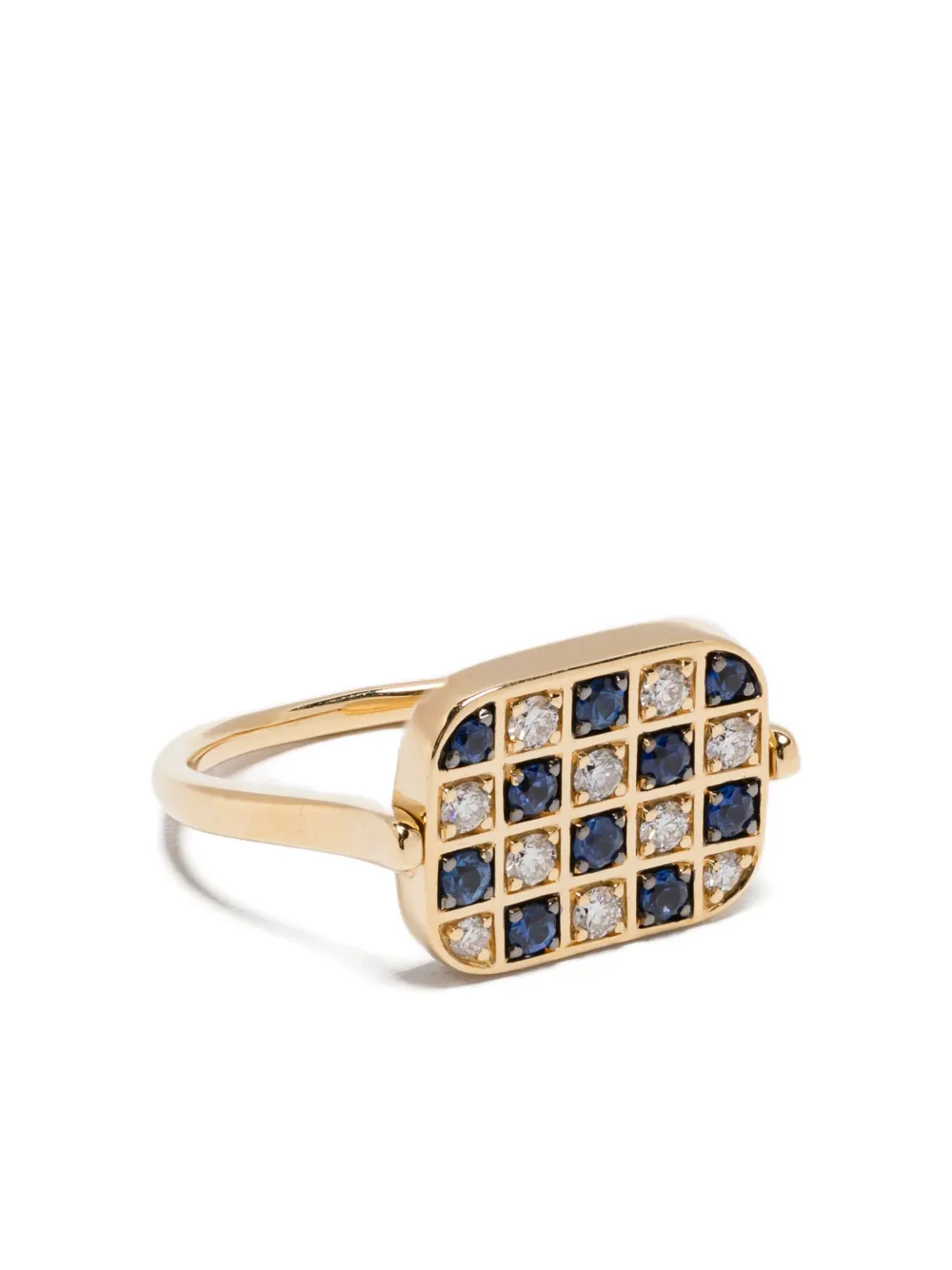 18K yellow gold Mosaic sapphire and diamond ring