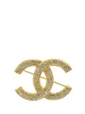 CHANEL Pre-Owned 1950-1970 Gold Plated Rhinestone CC Brooch costume brooch
