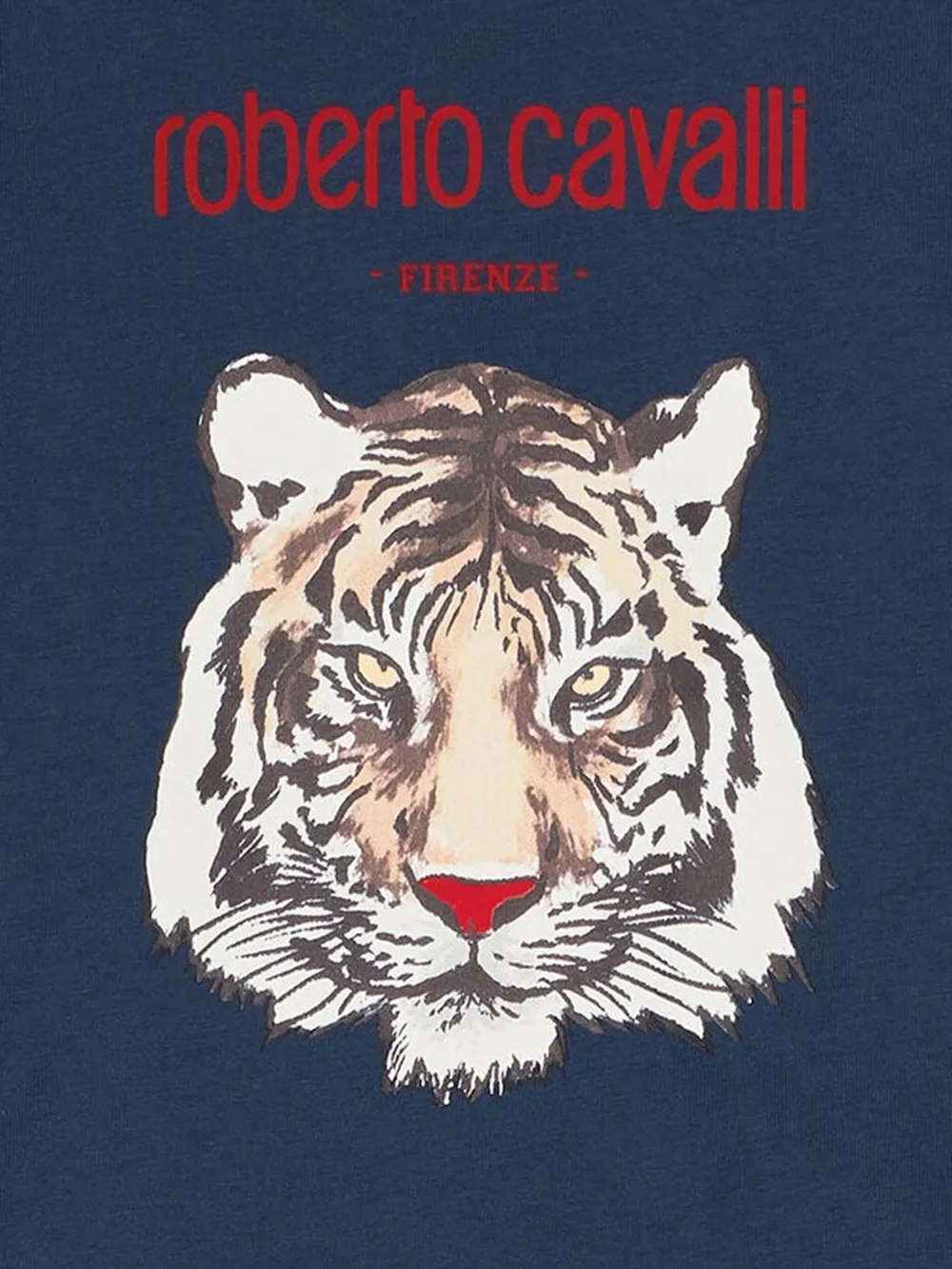 Roberto Cavalli Junior T-shirt met tijgerprint en onde hals Blauw