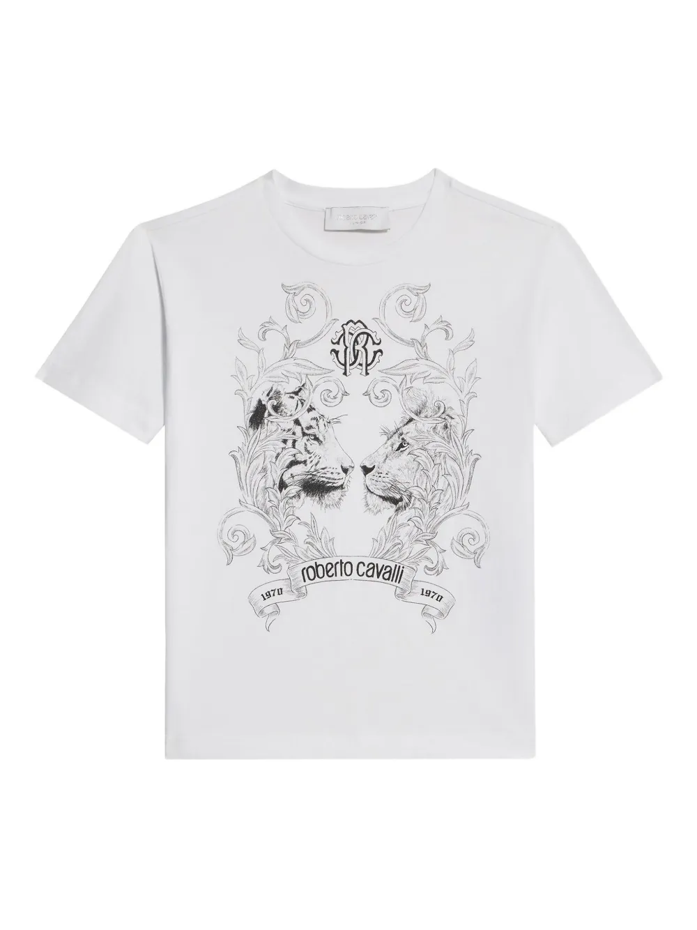 Roberto Cavalli T-shirt met kattenprint Wit
