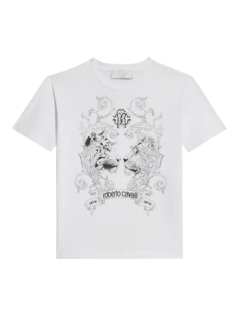 Roberto Cavalli feline-print crest T-shirt