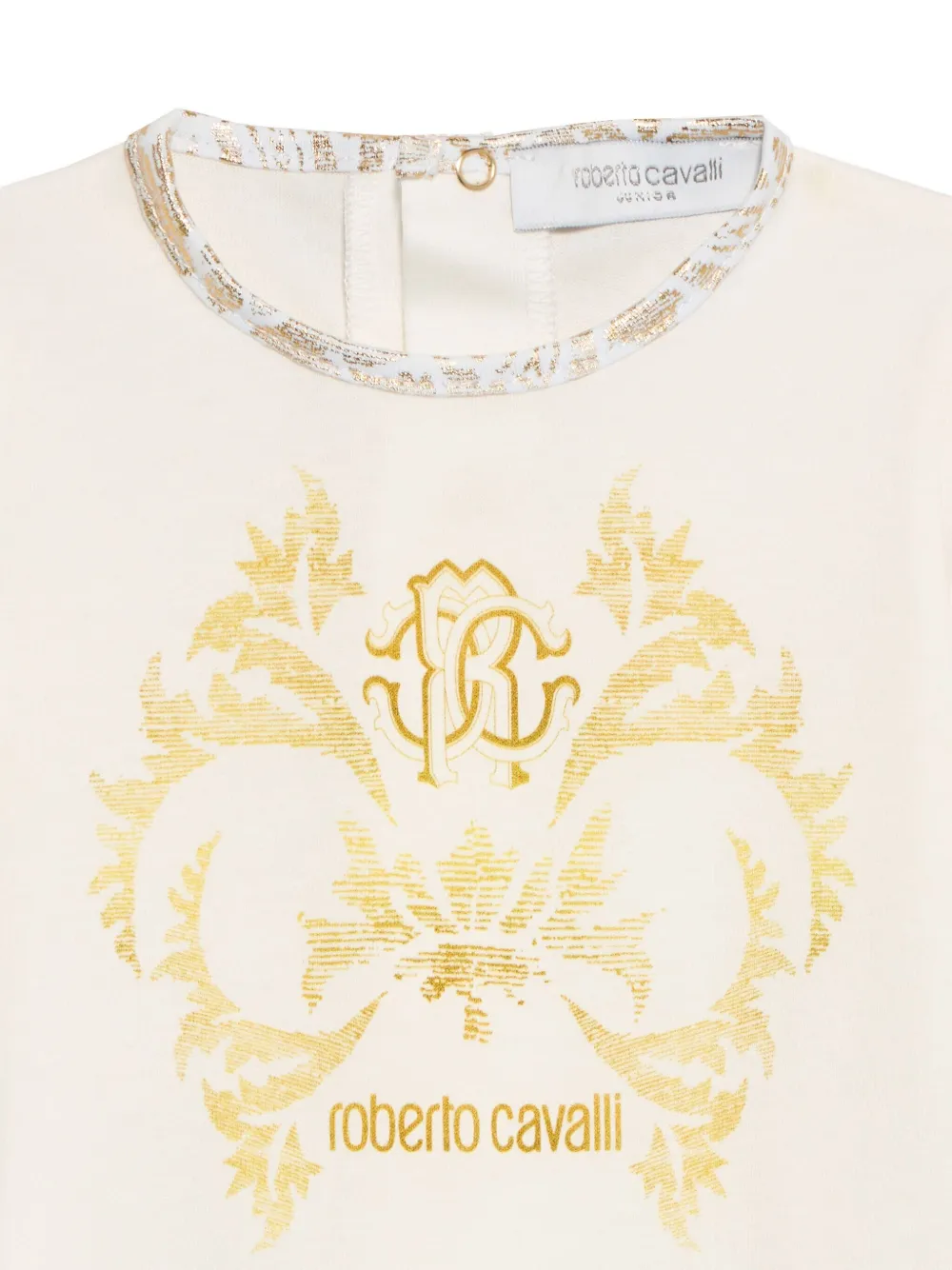 Roberto Cavalli Romper en muts met logo Beige