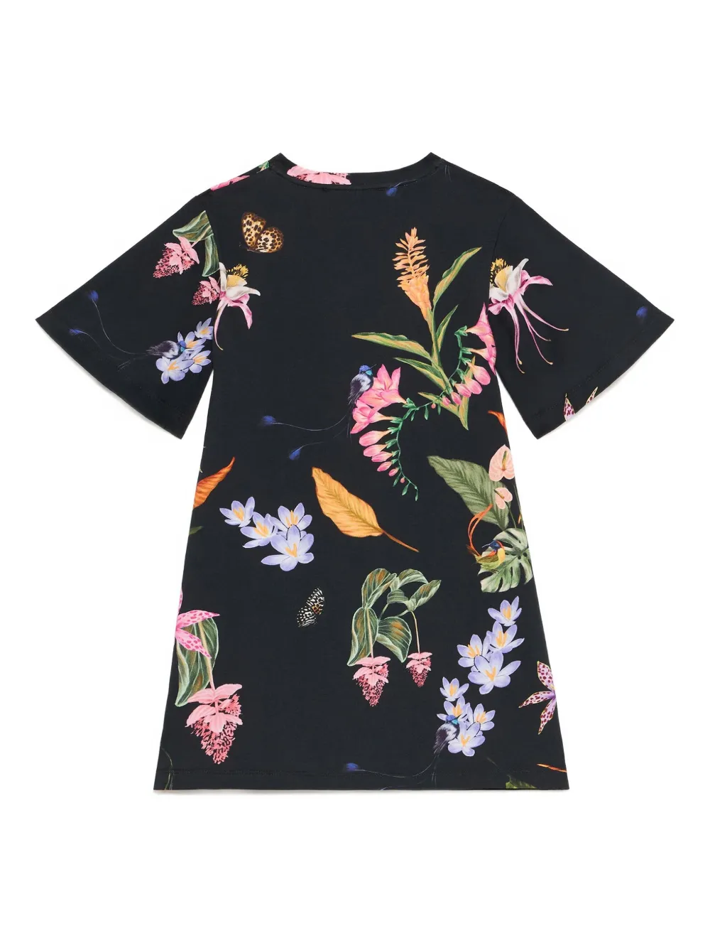 Roberto Cavalli Jurk met bloemenprint en klokmouwen Zwart