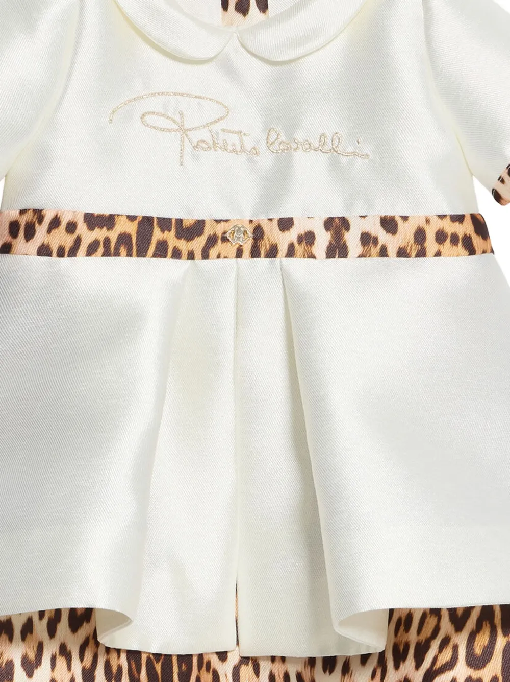Roberto Cavalli Junior Jurk met geborduurd logo en jaguarprint Wit