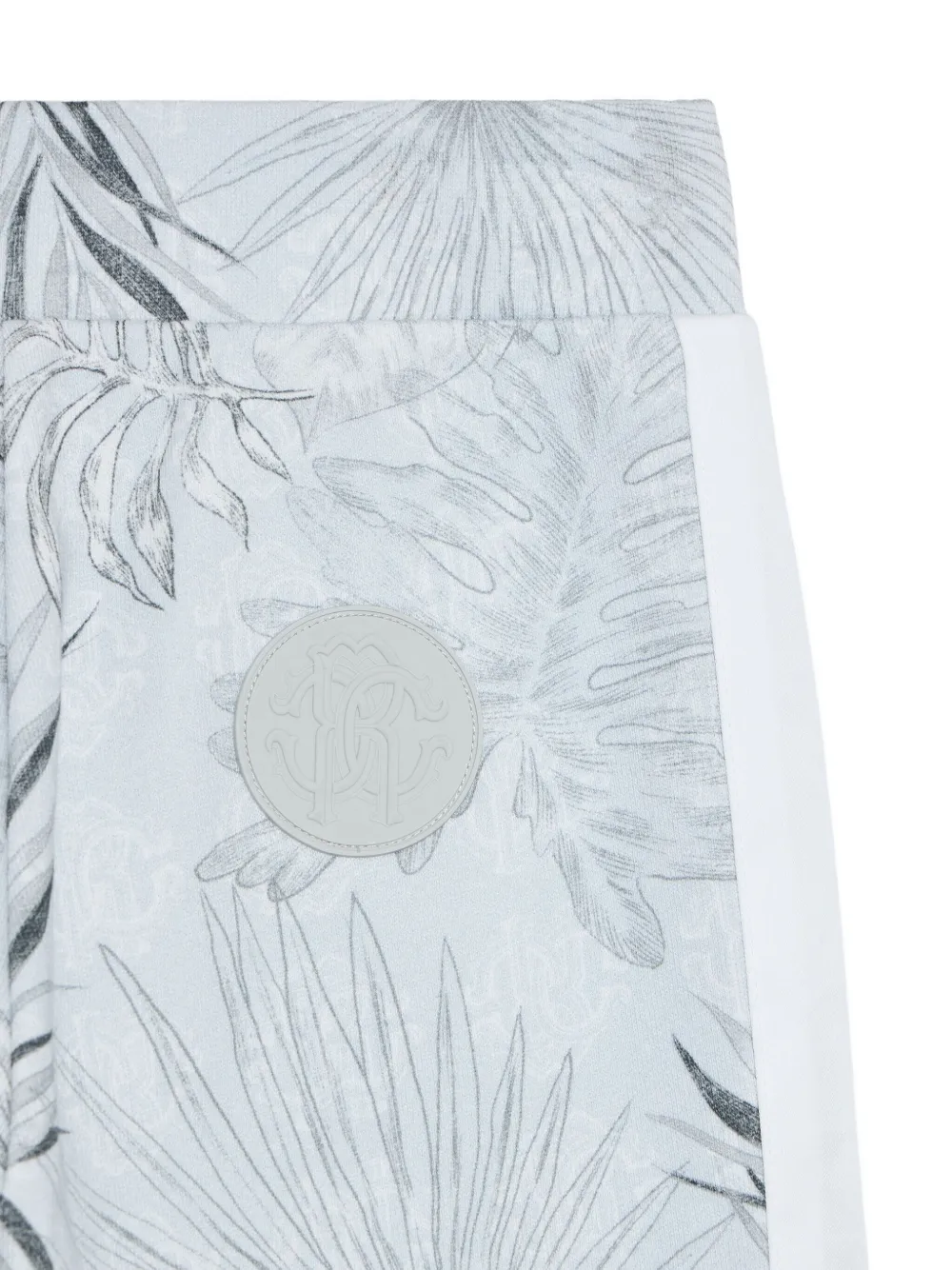 Roberto Cavalli Junior Broek met zijstreep en bladerprint Blauw