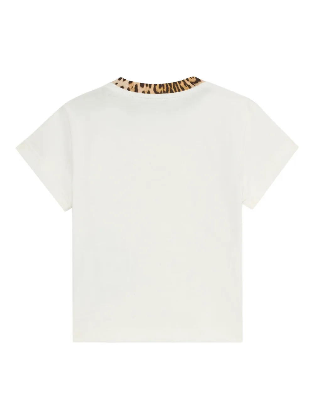 Roberto Cavalli Junior T-shirt met luipaardprint en monogram afwerking Beige