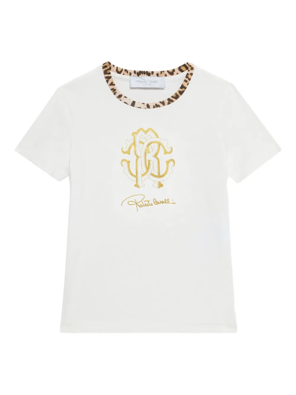 Roberto Cavalli T-shirt met luipaardprint Wit