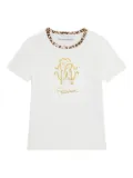 Roberto Cavalli leopard-print trim T-shirt - White