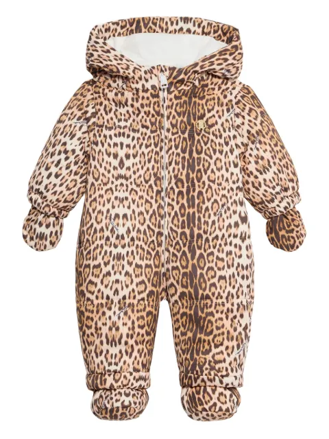 Roberto Cavalli Junior leopard-print hooded snowsuit