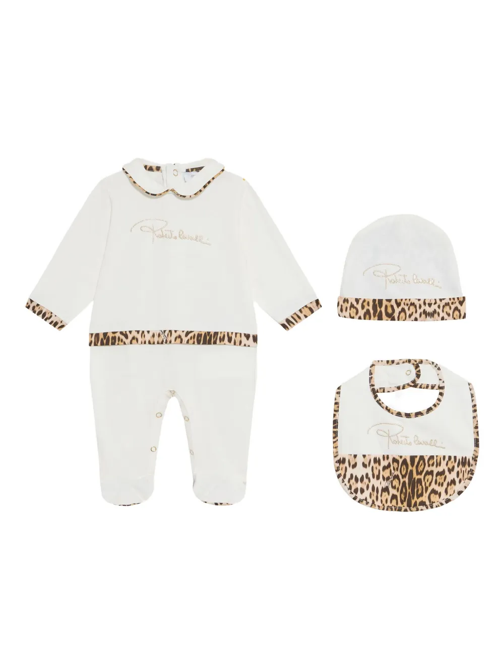 Roberto Cavalli Junior Strampler-Set mit Leoparden-Print - Weiß