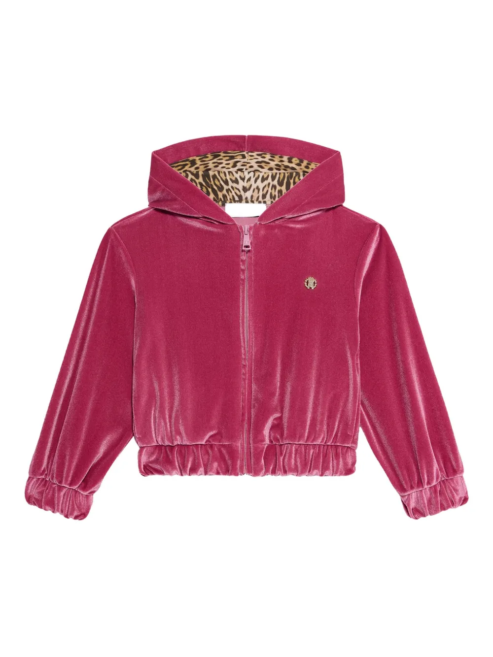 Roberto Cavalli velvet leopard-print hood sweatshirt | Pink | Image 1