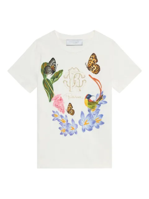 Roberto Cavalli Junior tropical-print logo T-shirt