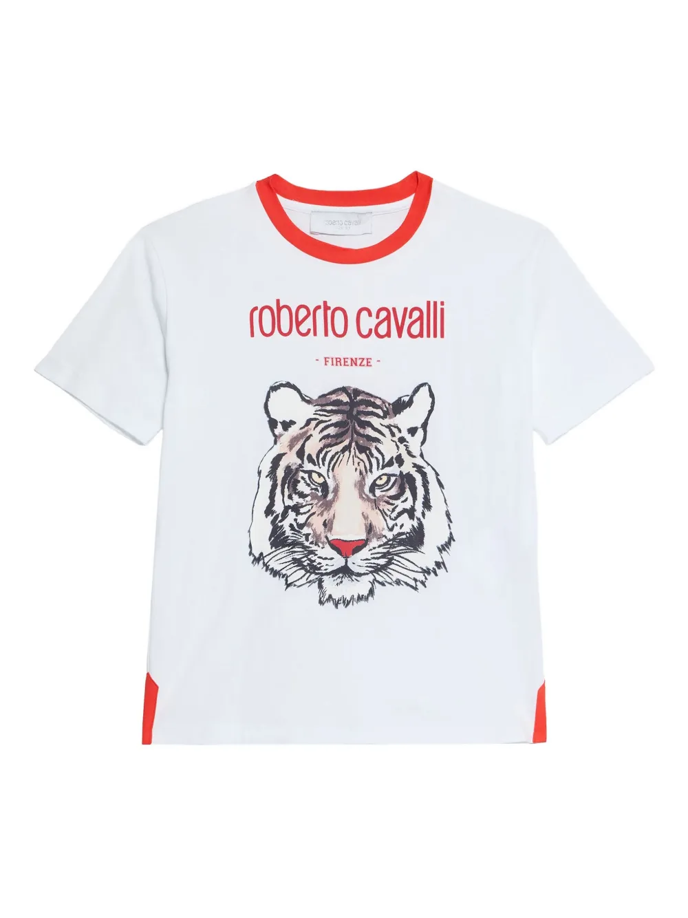 Roberto Cavalli T-shirt met tijgerprint en vlakken Wit