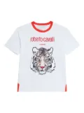 Roberto Cavalli tiger-print panelled T-shirt - White