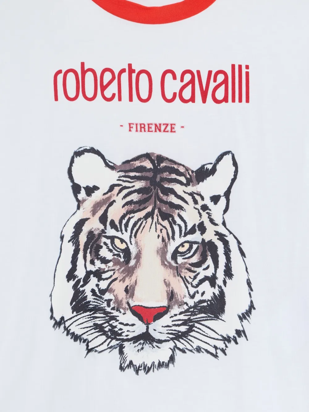 Roberto Cavalli T-shirt met tijgerprint en vlakken Wit