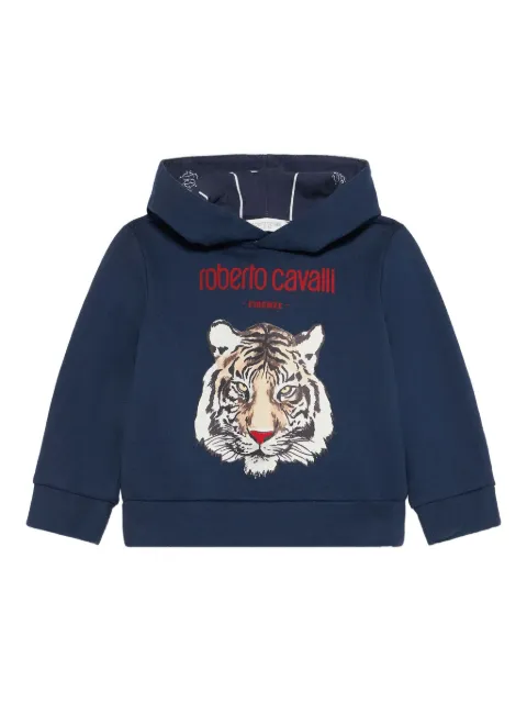 Roberto Cavalli Junior sudadera con capucha y tigre estampado