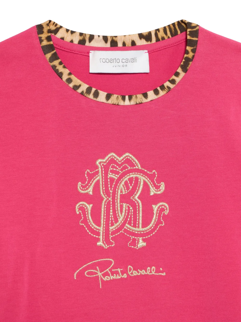 Roberto Cavalli Junior T-shirt met geborduurd logo Roze