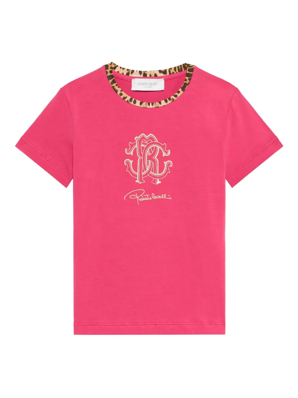Roberto Cavalli Junior T-shirt met geborduurd logo Roze