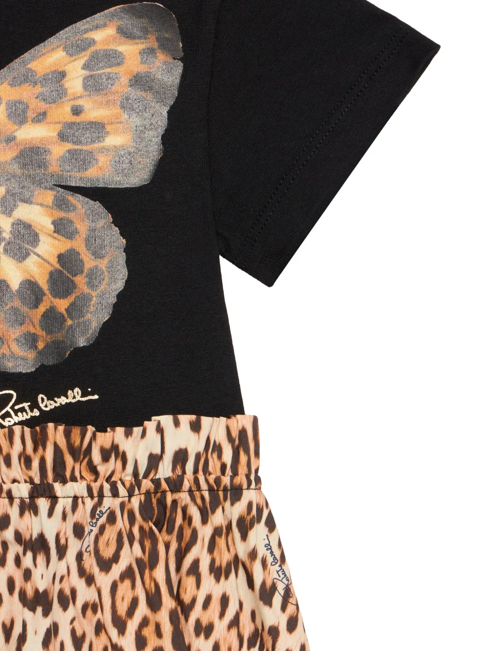 Roberto Cavalli Jurk met vlinder- en jaguarprint Zwart