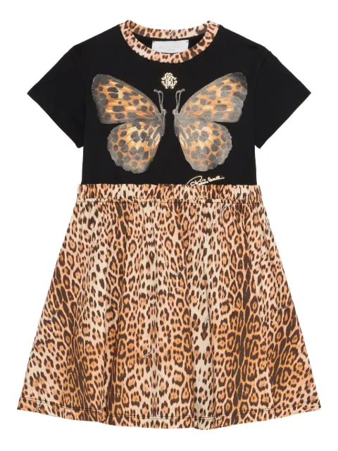 Roberto Cavalli butterfly jaguar-print dress
