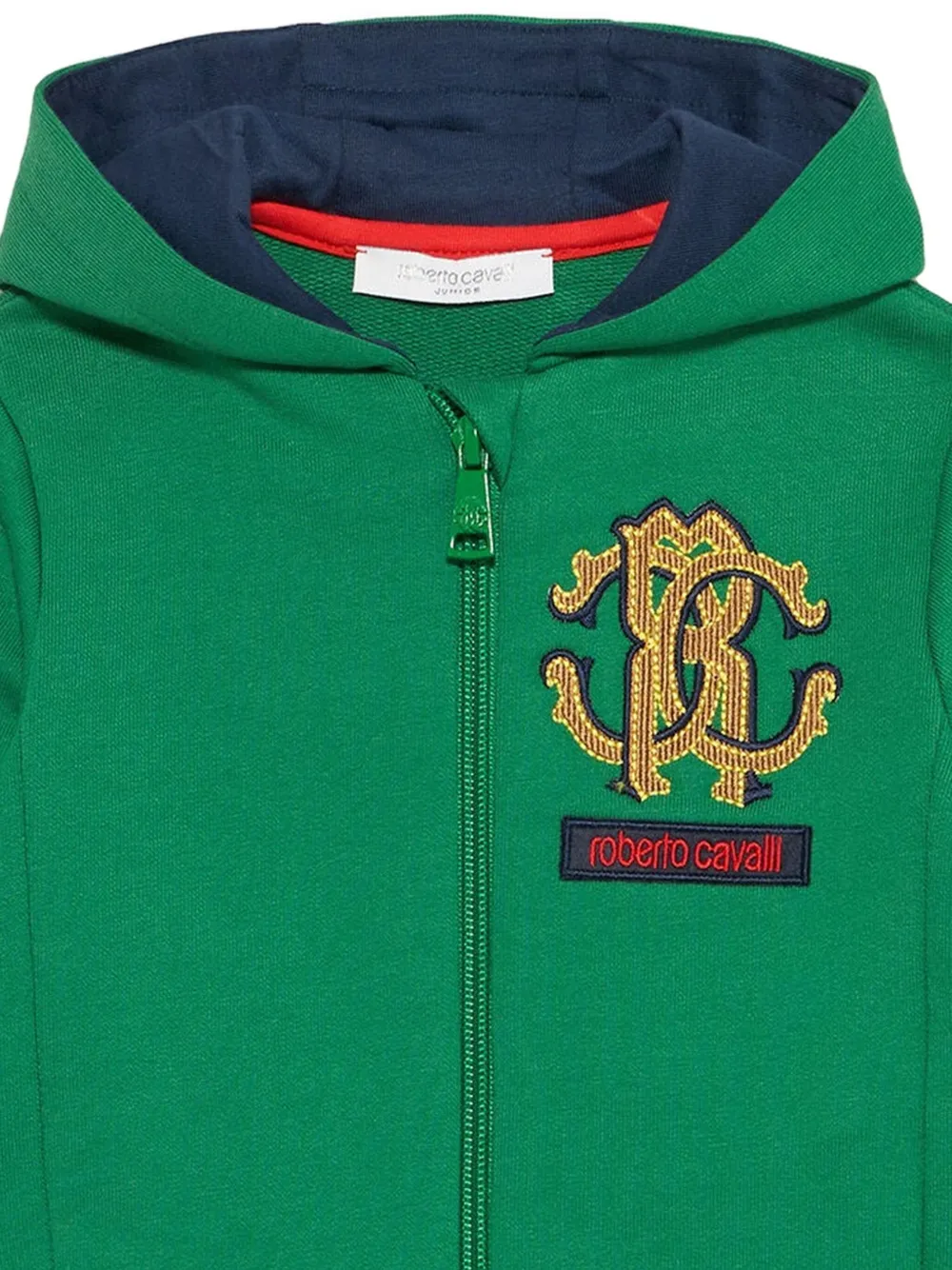 Roberto Cavalli Junior Hoodie met geborduurd monogram Groen