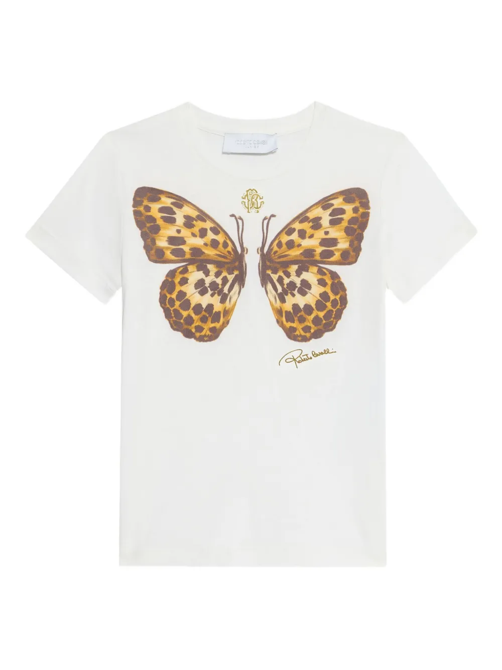 Roberto Cavalli Junior T-shirt met vlinderprint Wit