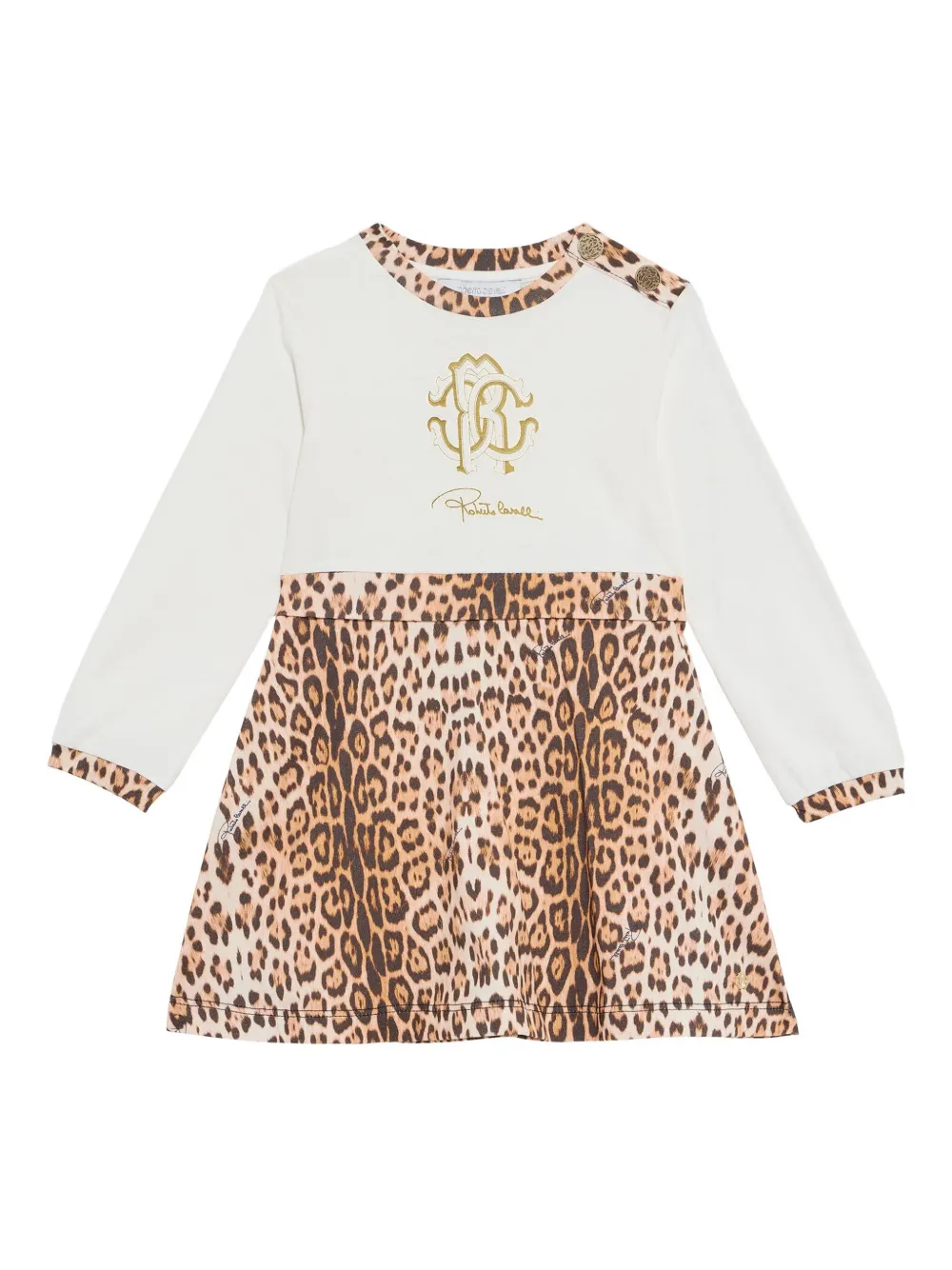 Roberto Cavalli Junior Jurk met luipaardprint Wit