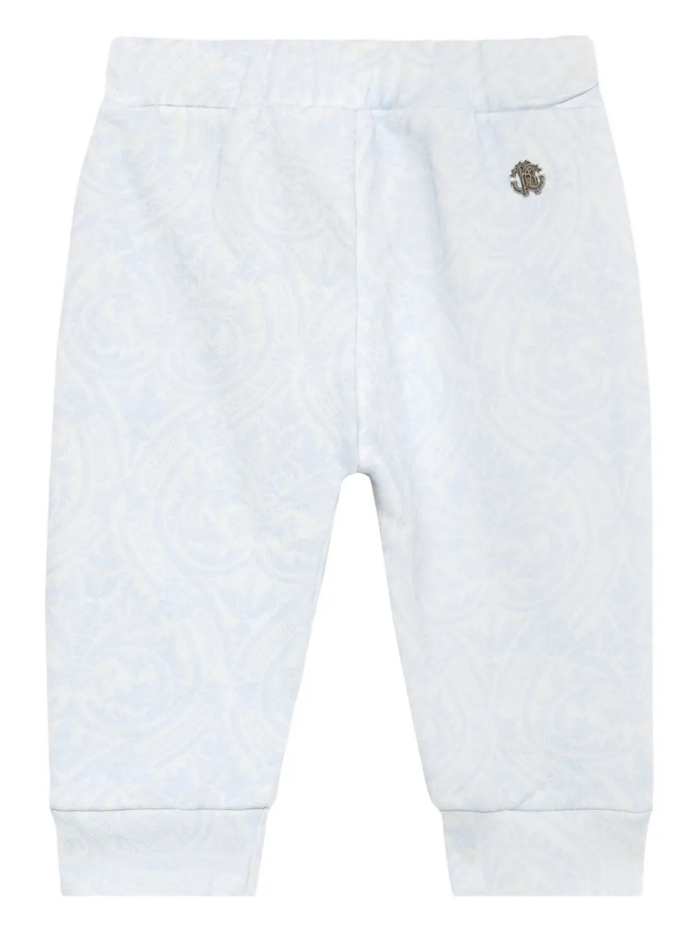 Roberto Cavalli Junior Trainingsbroek met logoplakkaat en bloemenprint Blauw