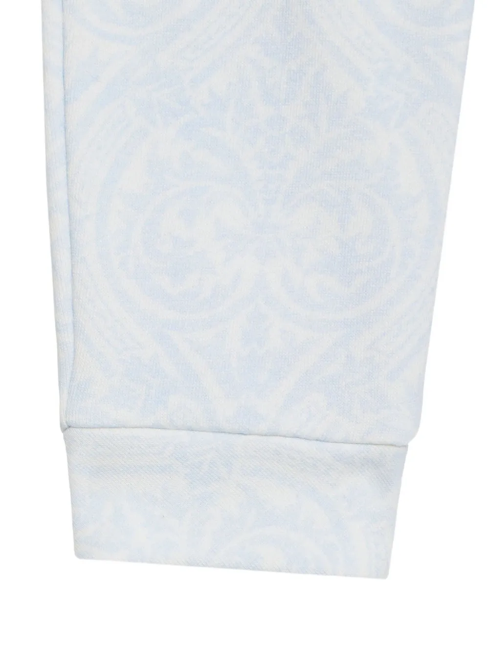Roberto Cavalli Junior Trainingsbroek met logoplakkaat en bloemenprint Blauw