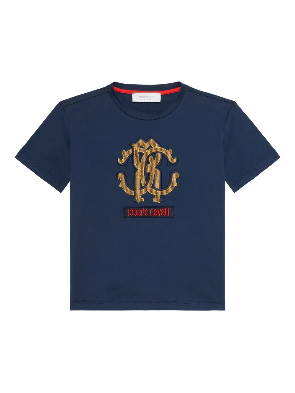 Roberto Cavalli T-shirt met geborduurd logo Blauw