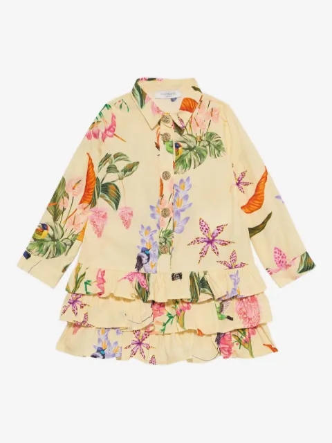 Roberto Cavalli Junior tropical-print ruffled-hem dress