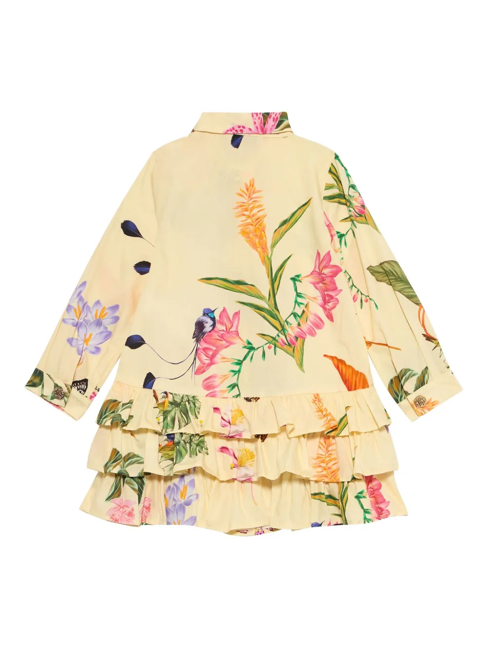 Roberto Cavalli Jurk met print en ruches - Geel