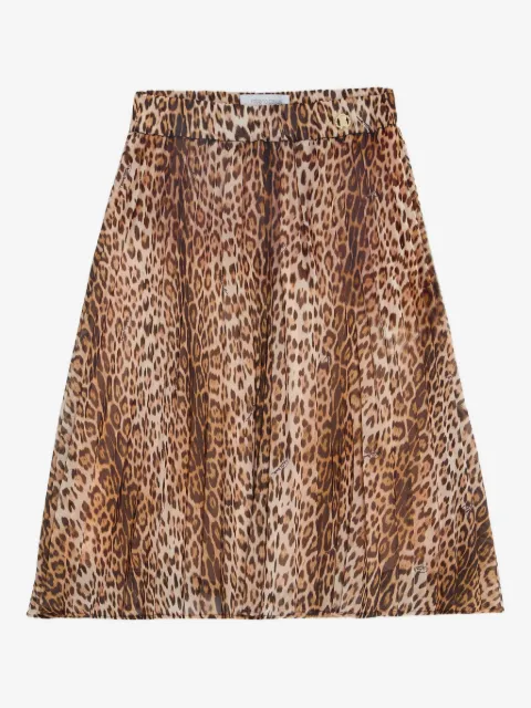 Roberto Cavalli Junior jaguar-print pleated skirt