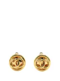 CHANEL Pre-Owned 1993 Gold Plated Mini CC Clip On Earrings costume earrings