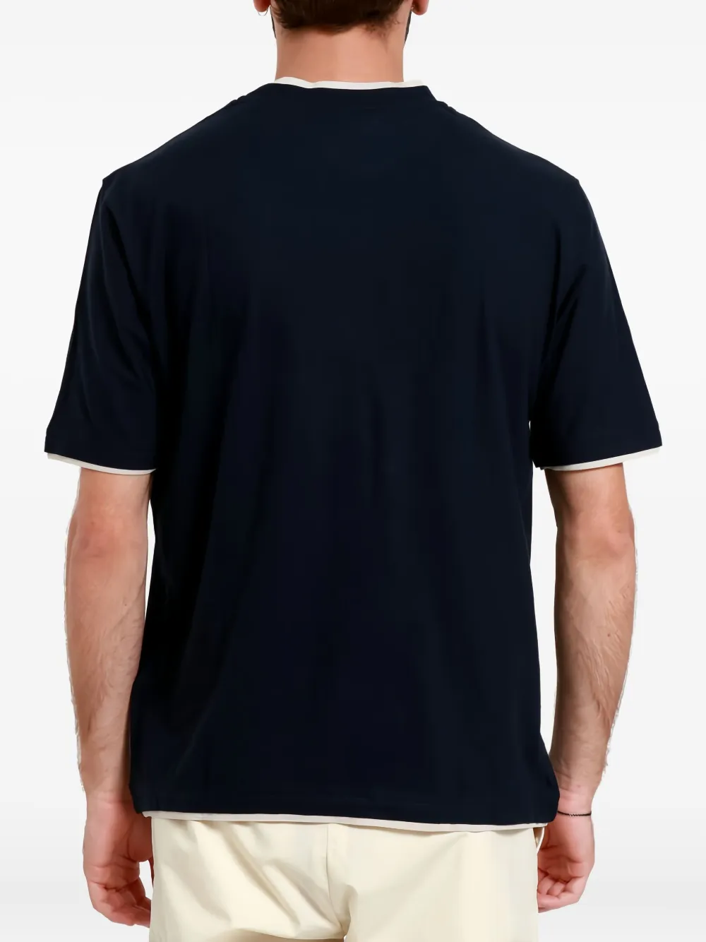 Paolo Pecora Katoenen T-shirt met contrasterende afwerking 6685 NAVY BLUE