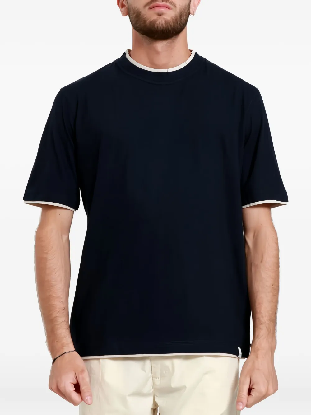 Paolo Pecora contrast-trim cotton T-shirt - 6685 NAVY BLUE