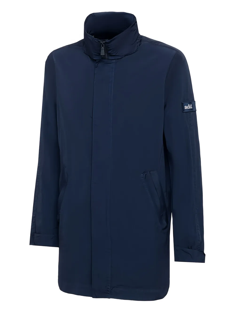Add Zip-front Patch-pocket Coat In Blue