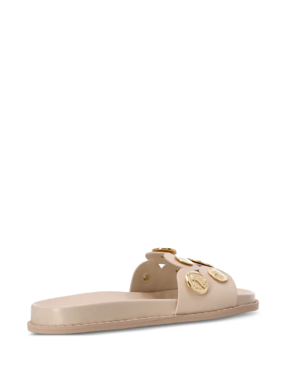 Kotris Sandals Coin-embellished Slides In Neutral