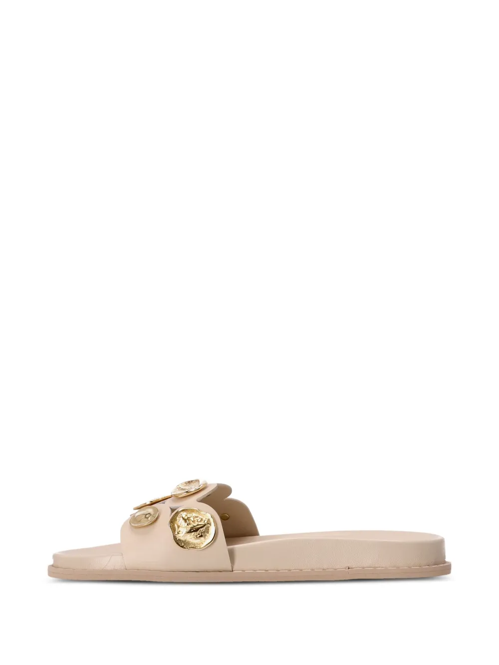 Kotris Sandals Coin-embellished Slides In Neutral