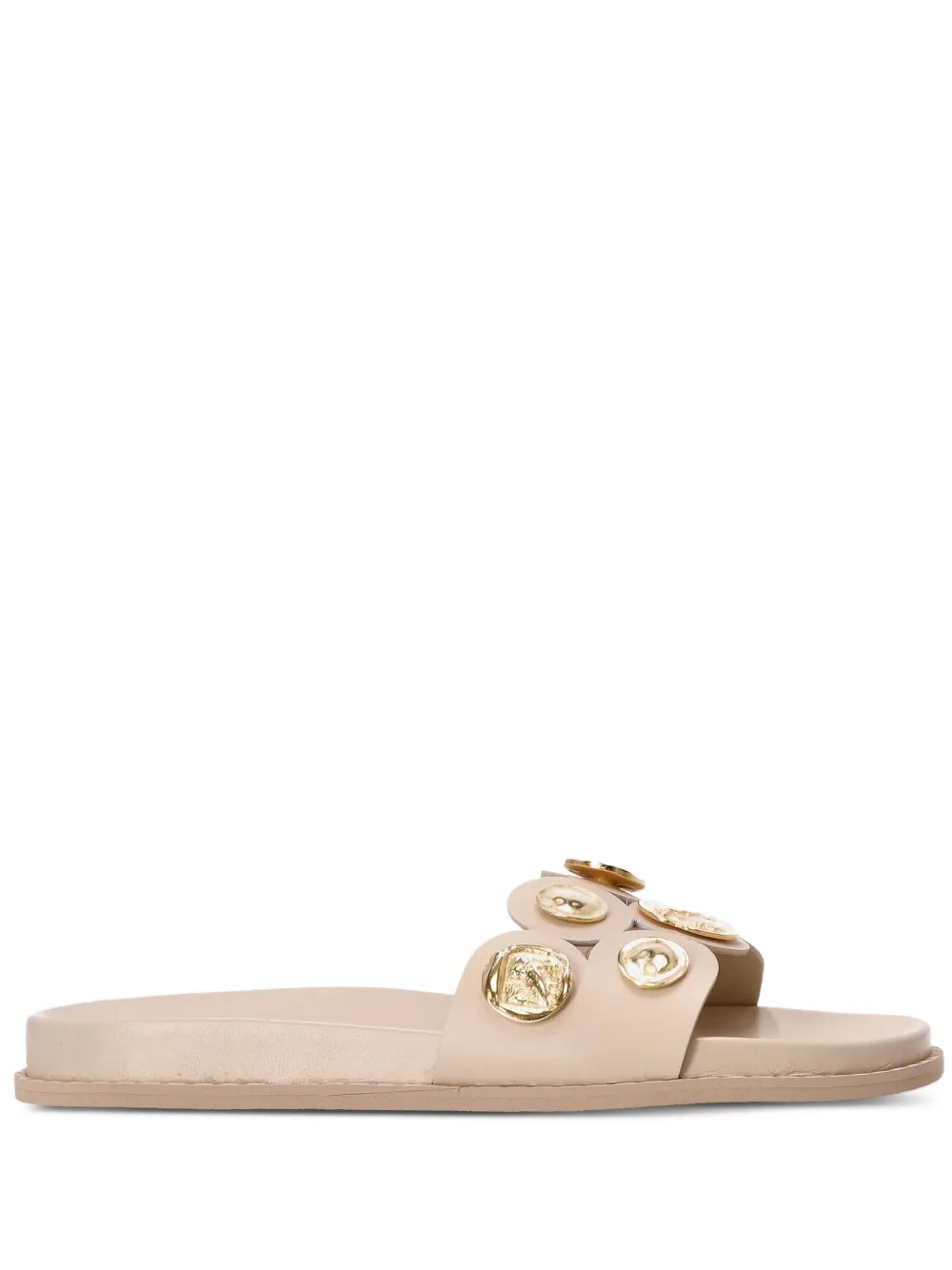Kotris Sandals coin-embellished slides | Neutrals | Image 1