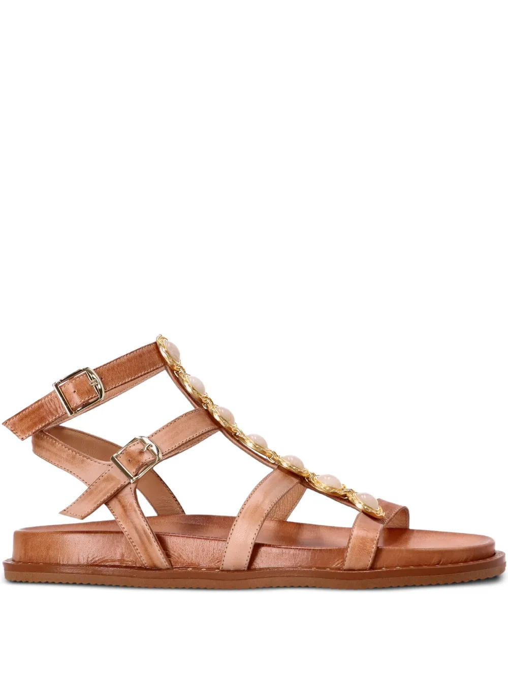Kotris Sandals Stone-embellished Buckle Sandals In Brown