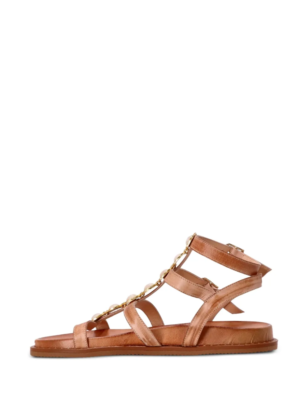 Kotris Sandals Stone-embellished Buckle Sandals In Brown