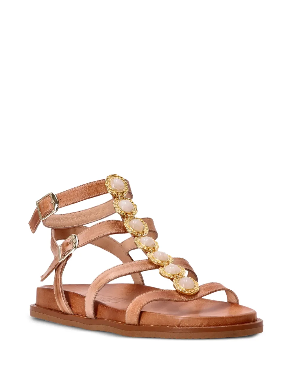 Kotris Sandals Stone-embellished Buckle Sandals In Brown