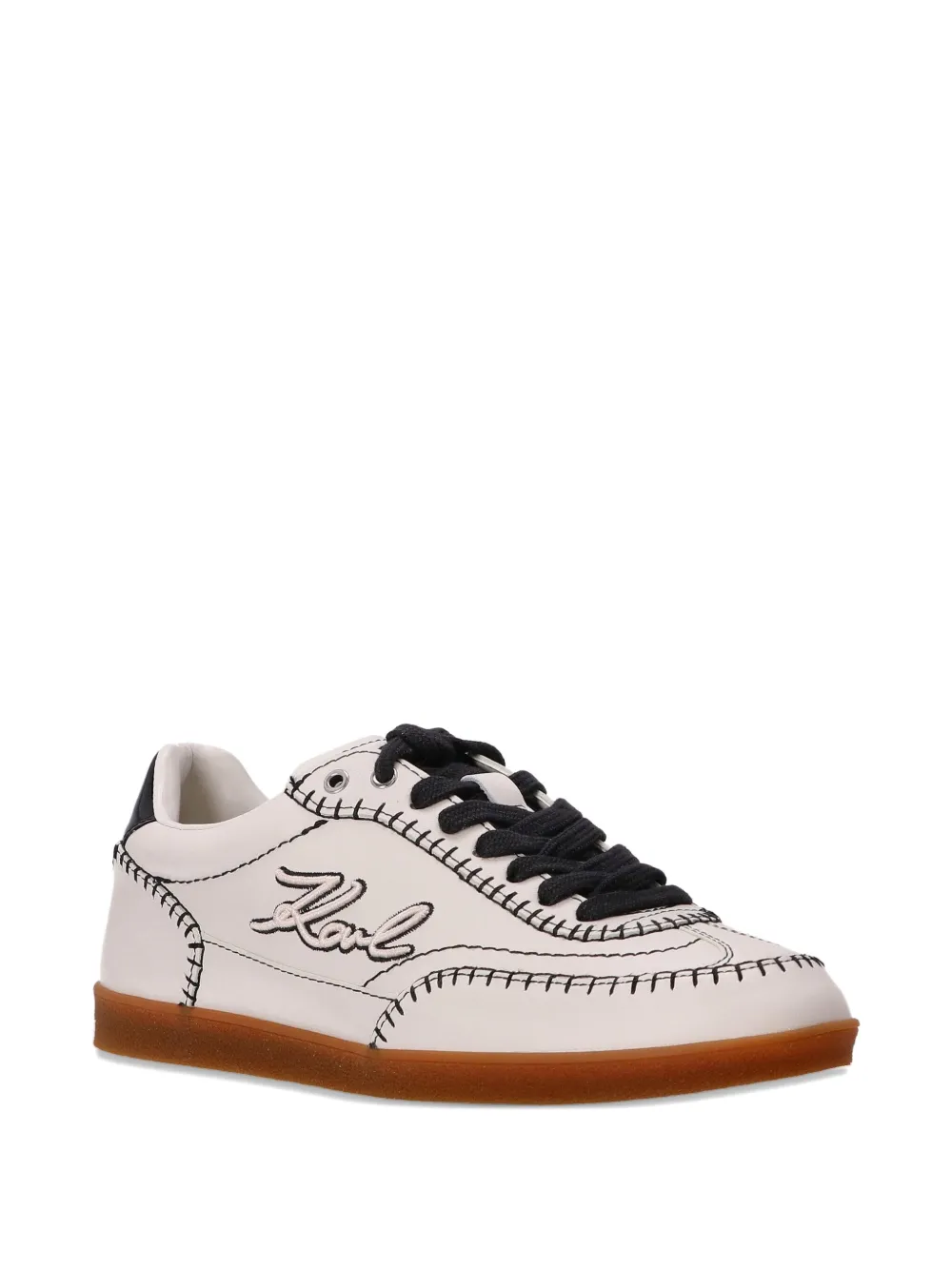 Karl Lagerfeld embroidered leather sneakers White