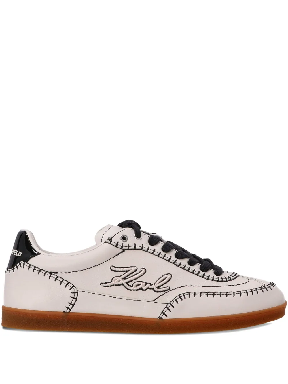 Karl Lagerfeld embroidered leather sneakers White