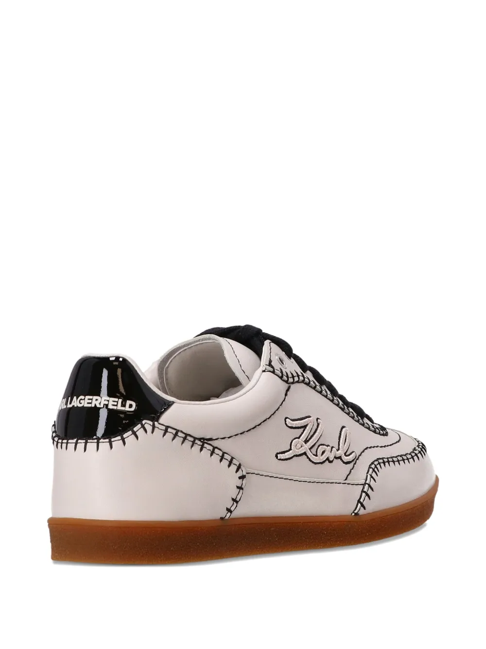 Karl Lagerfeld embroidered leather sneakers White